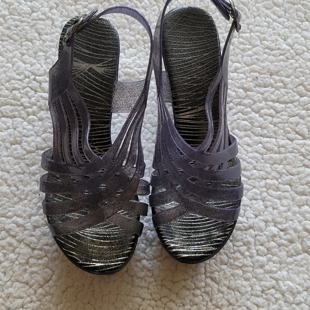 Jelly Platform Sandal with Wedge Heel, Size 6
